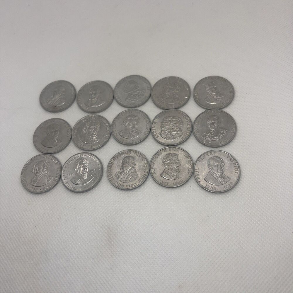 1968 Shell's Famous Facts & Faces Game - Lot of 15 Collector's Tokens